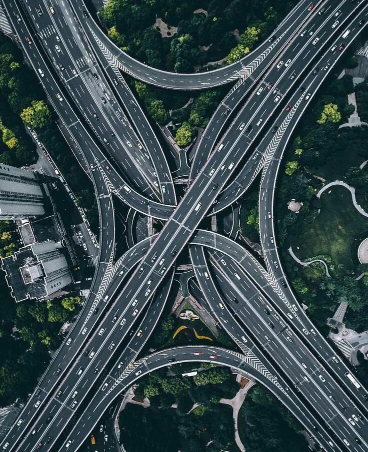 Развязка бабочка фото Shanghai highway exchange Birds eye view, Birds eye, Aerial view