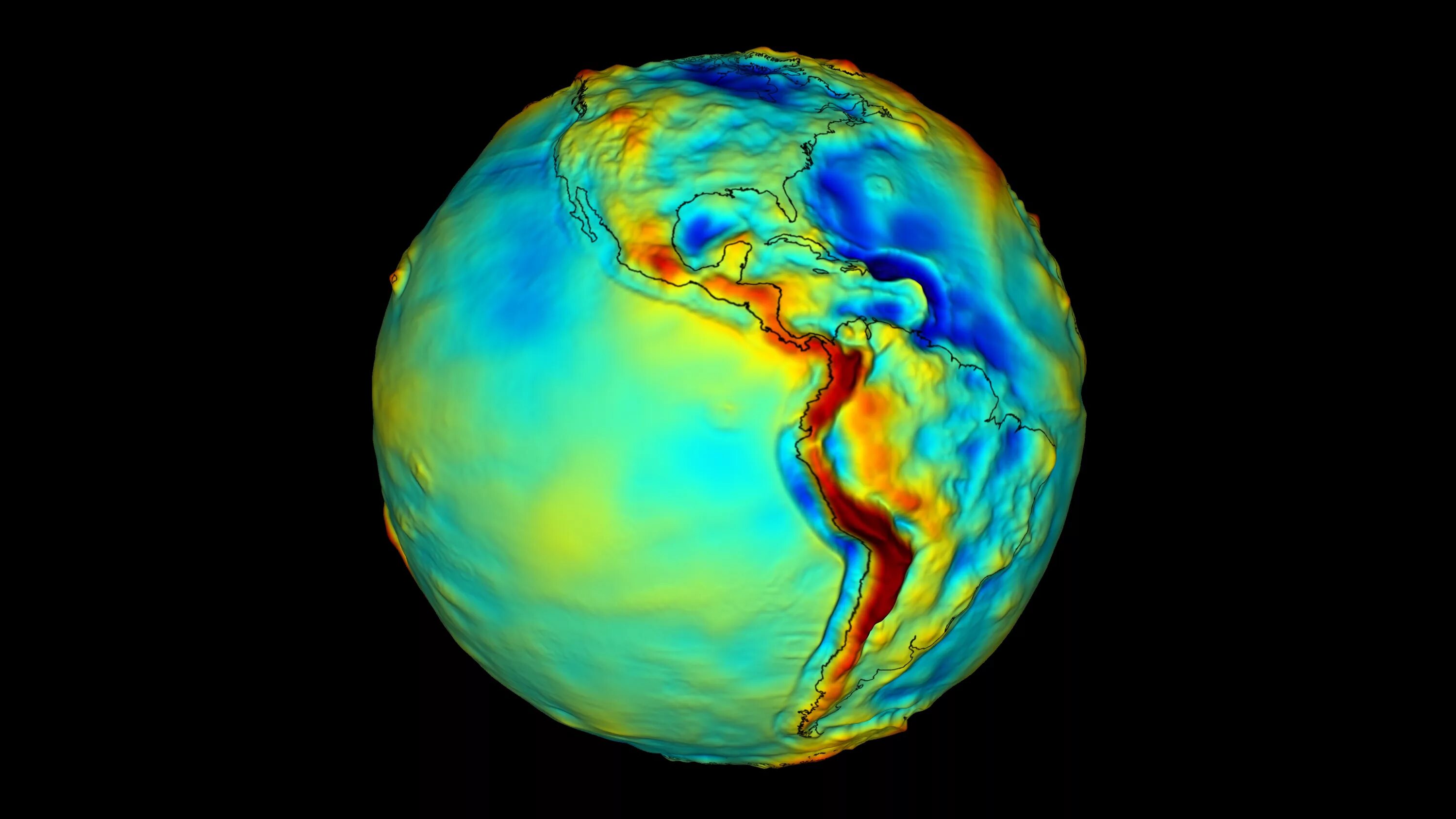 Реальная форма земли фото NASA SVS GRACE Gravity Model