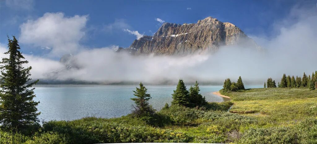 Реальное фото природы Bow Lake and Cloud - 1, Banff Park It was a beautiful day . Flickr