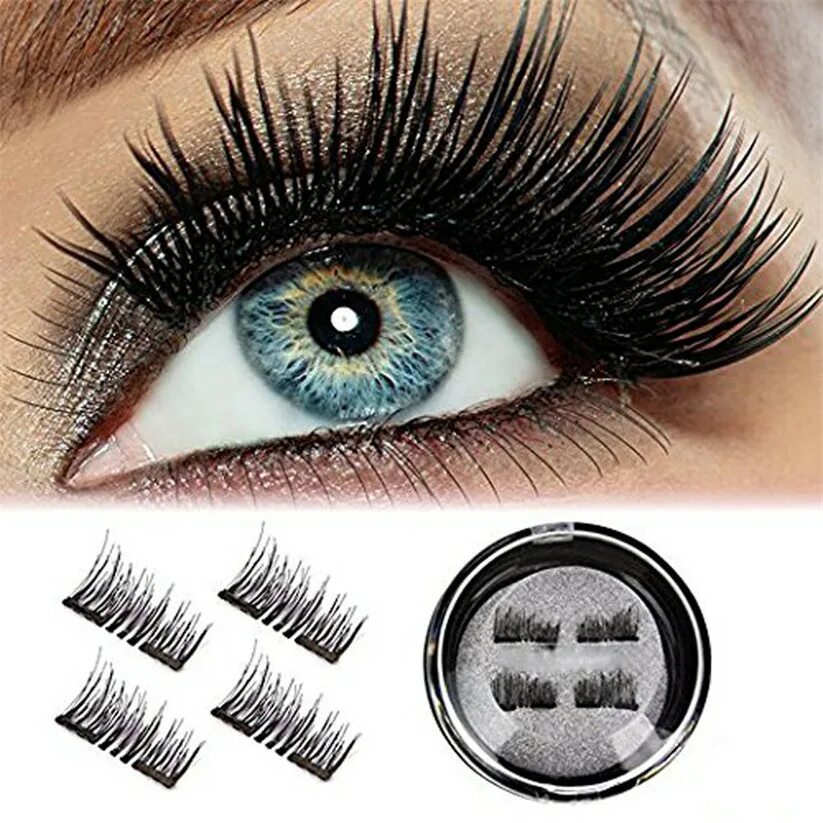 Реальные фото ресниц на магнитах OutTop False Eyelashes NEW Ultra thin 0.2mm double Magnetic Eye Lashes 3D Reusab