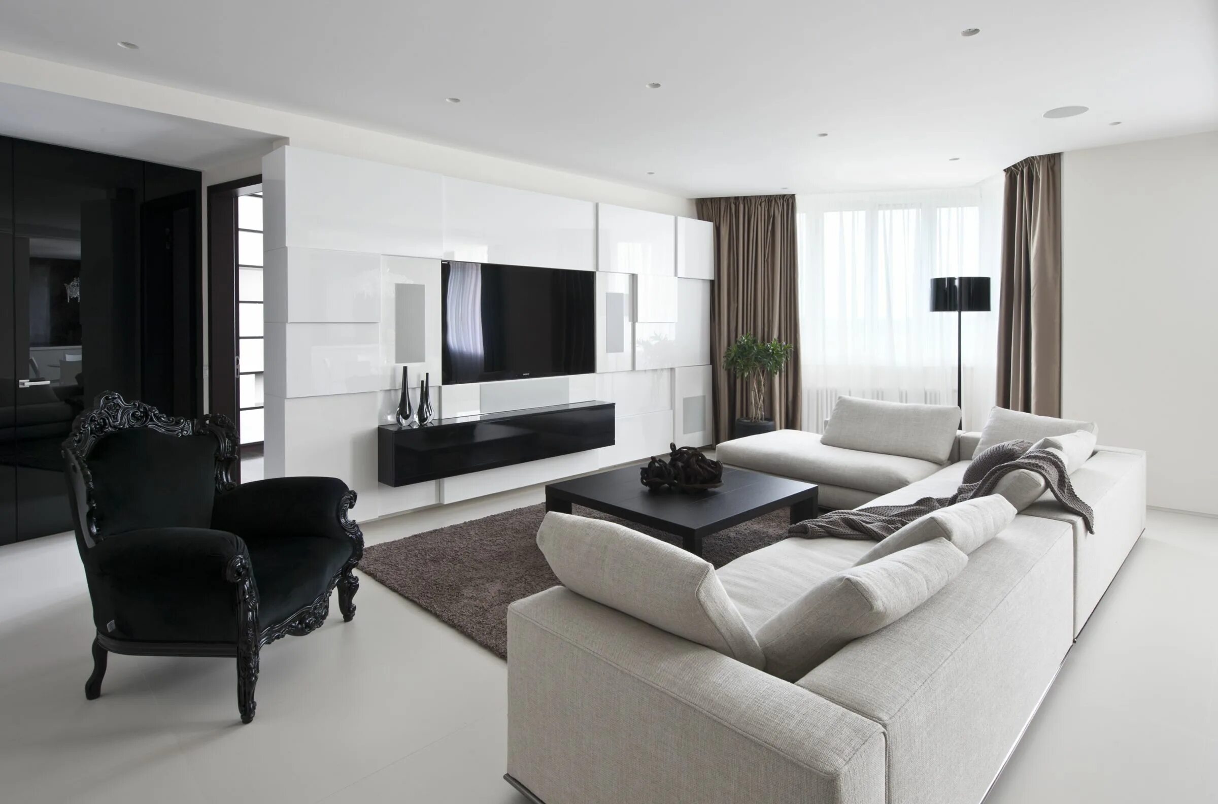 Реальные интерьеры в современном стиле Modern-elegant apartment interiors in Moscow Apartment living room design, Moder