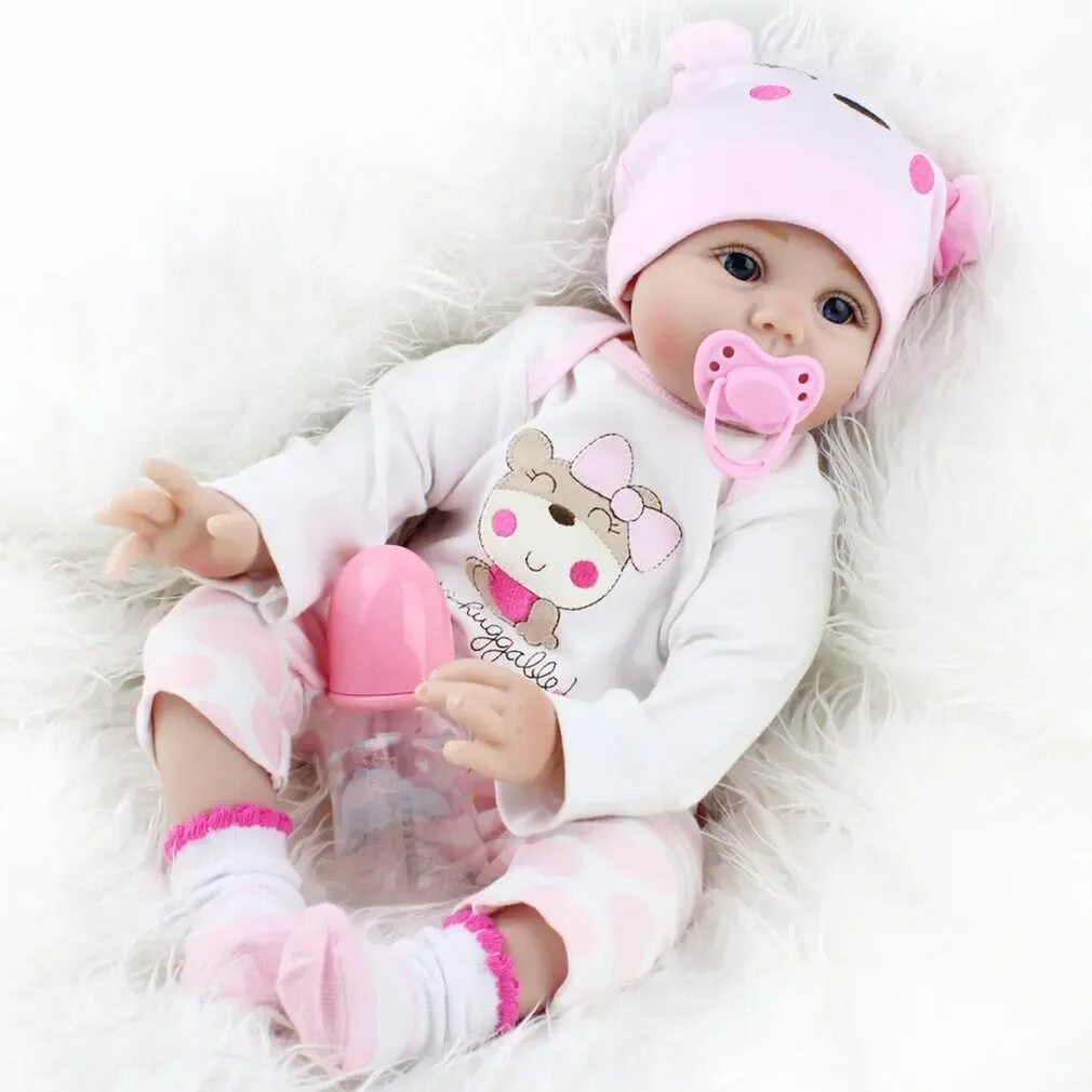 Реборн кукла девочки красивые новорожденные фото 55CM Cute Baby Reborn Doll Soft Lifelike Girls Newborn Doll Toy Birthday Gifts F