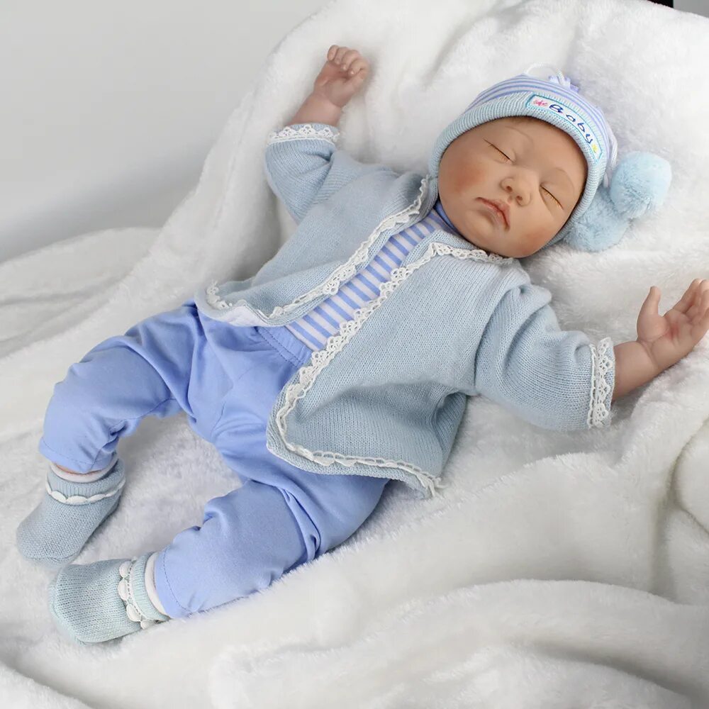 Реборн куклы фото мальчик Кукла Реборн мягконабивная (Reborn Cloth Body Doll 22 inch) Мальчик в голубом но