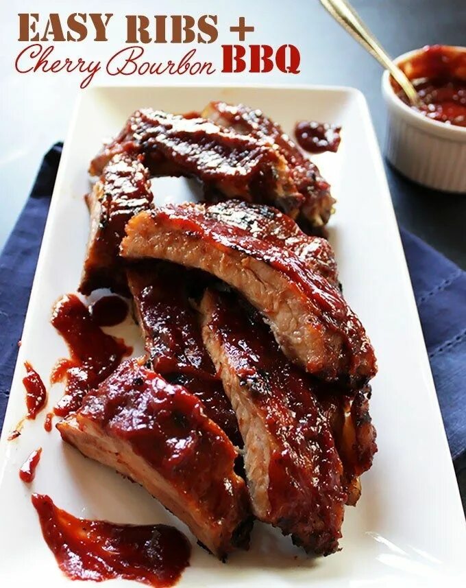 Ребрышки в соусе фото Easy Ribs with Cherry Bourbon BBQ Sauce - Robust Recipes Recipe Easy ribs, Barbe