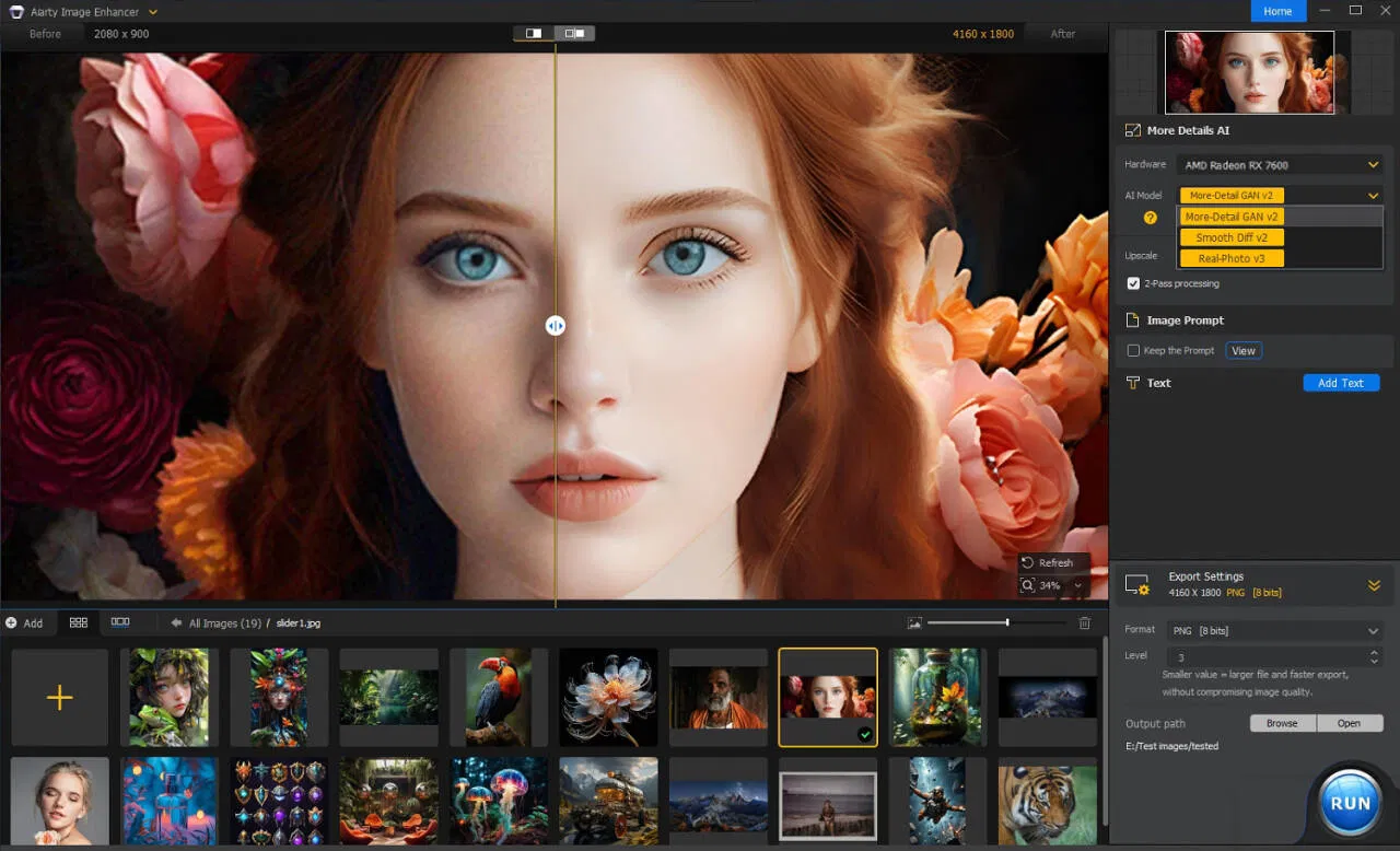 Редактор фото по цвету Aiarty Image Enhancer - бесплатная лицензия для Windows и Mac