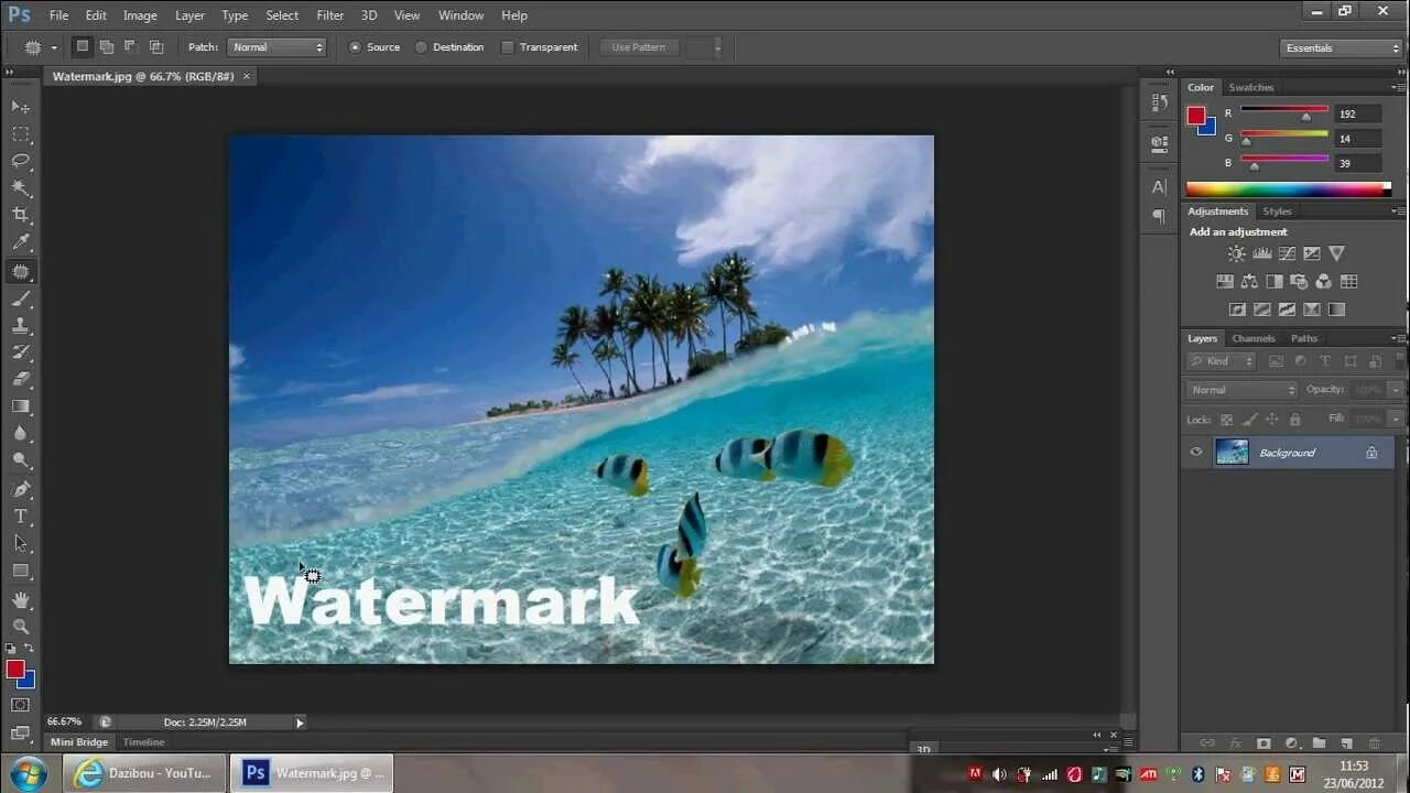 Редактор фото водяной знак PhotoShop CS6: Removing watermarks - YouTube