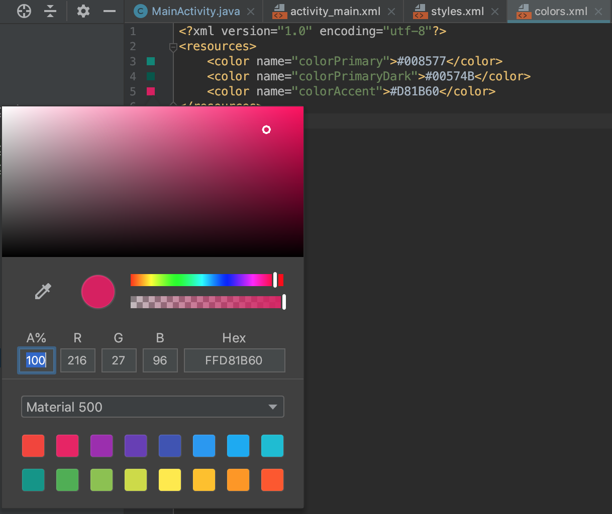 Редактор цветов фото Android Studio 3.3 RC3 Theme Editor Missing - Stack Overflow