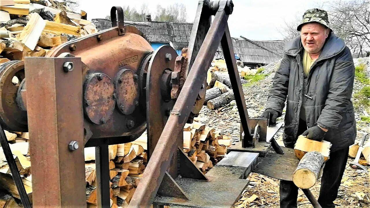 Редукторный дровокол своими руками чертежи фото Простой редукторный двухсторонний дровокол - YouTube