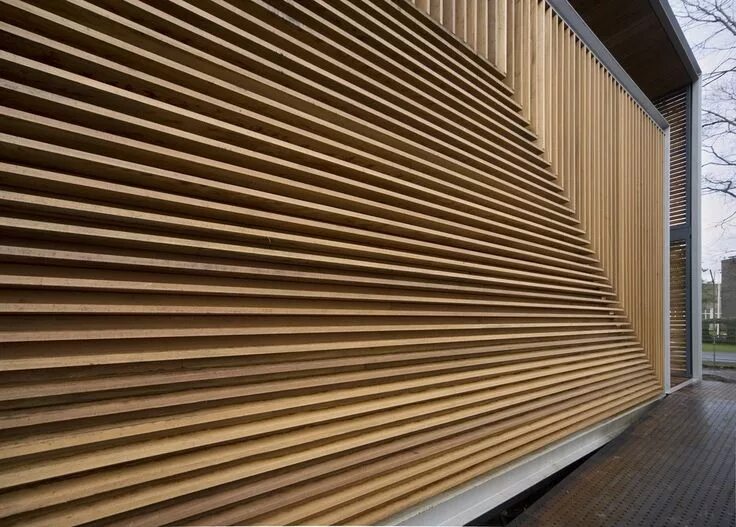 Реечная стена фото Pin on s p a c e * h o m e Wood facade, Facade design, Timber cladding