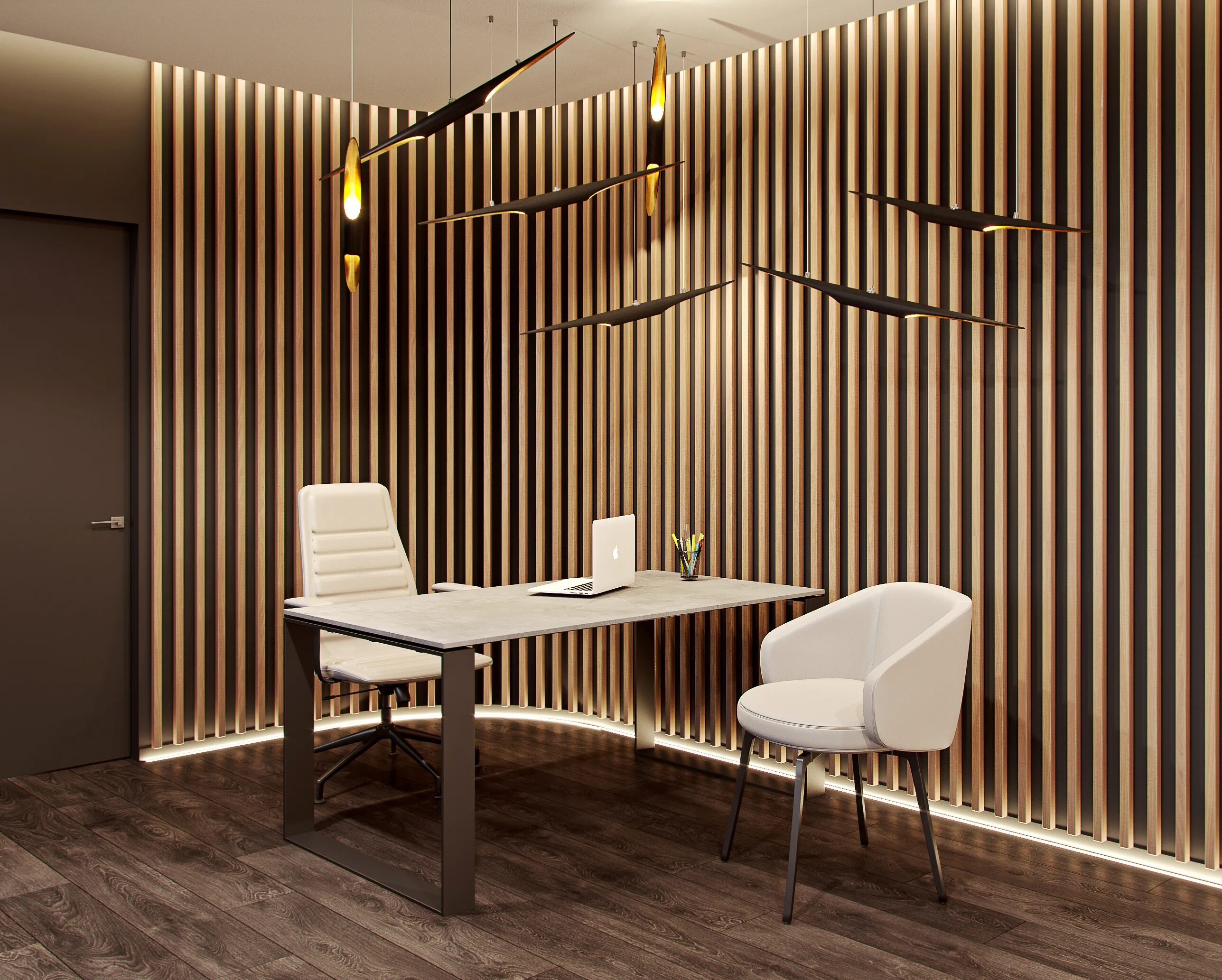 Реечные обои в интерьере Modern classic CEO office interior :: Behance