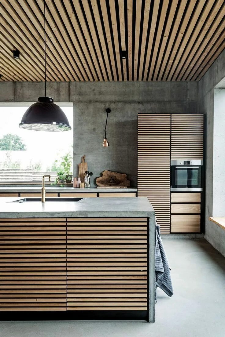 Реечные панели на кухне фото в интерьере Pin by Andrea Sempi on Architecture Interiors in 2019 Modern kitchen design, Mod