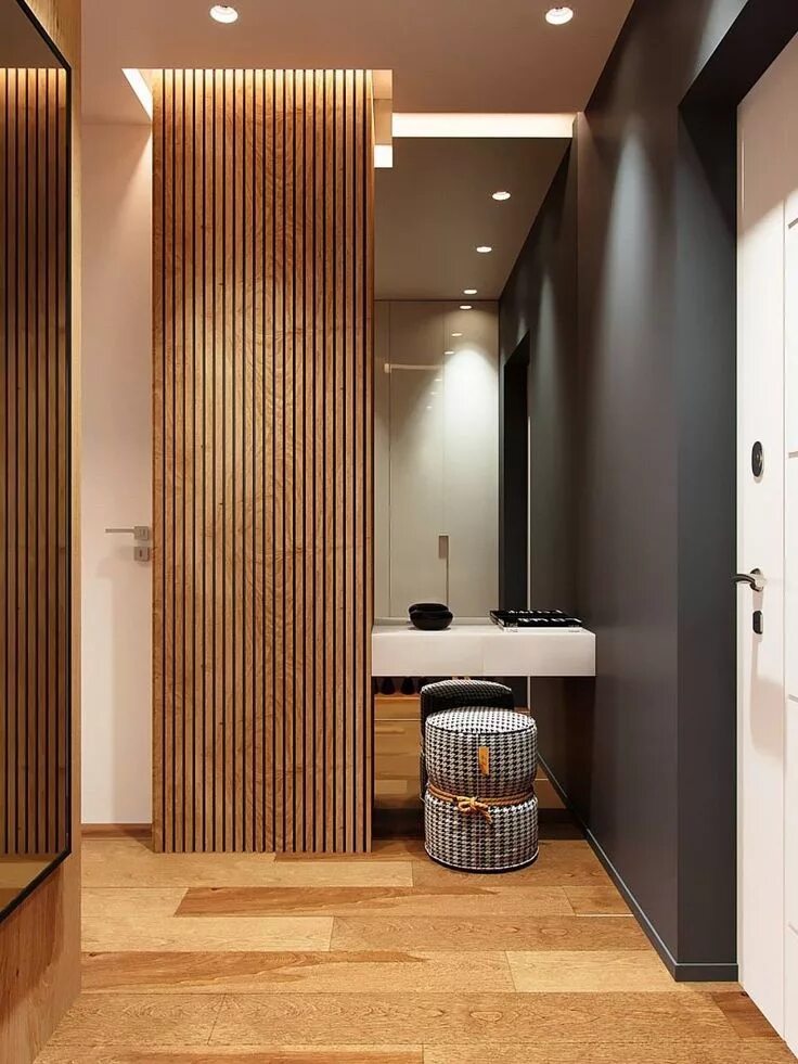 Реечные панели в интерьере прихожей фото Pin auf bathroom inspirations Modernes haus innenarchitektur, Haus innenarchitek