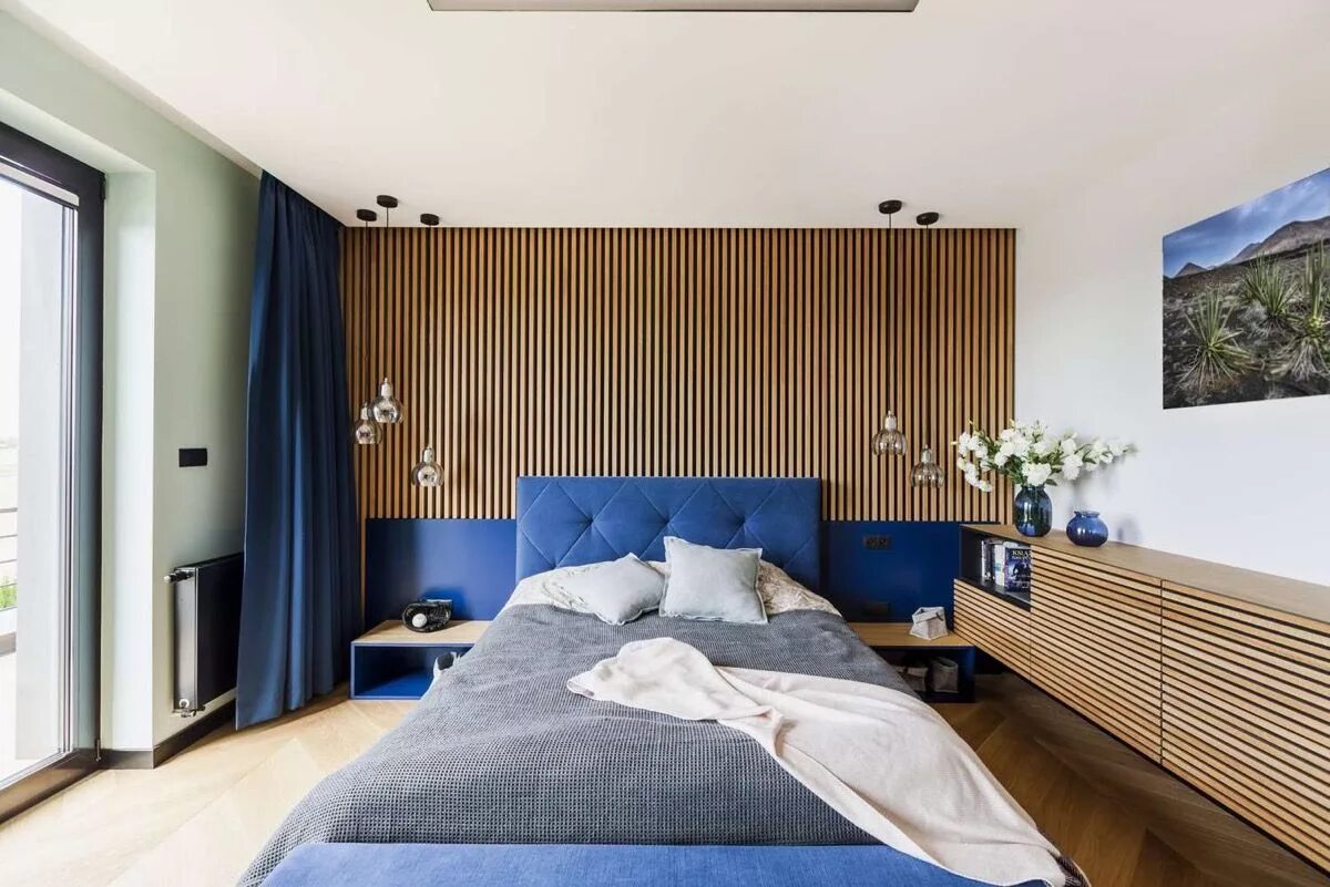 Реечные панели в интерьере спальни фото 30 Buoyant Blue Bedrooms That Add Tranquility and Calm to Your Sleeping Space Bl