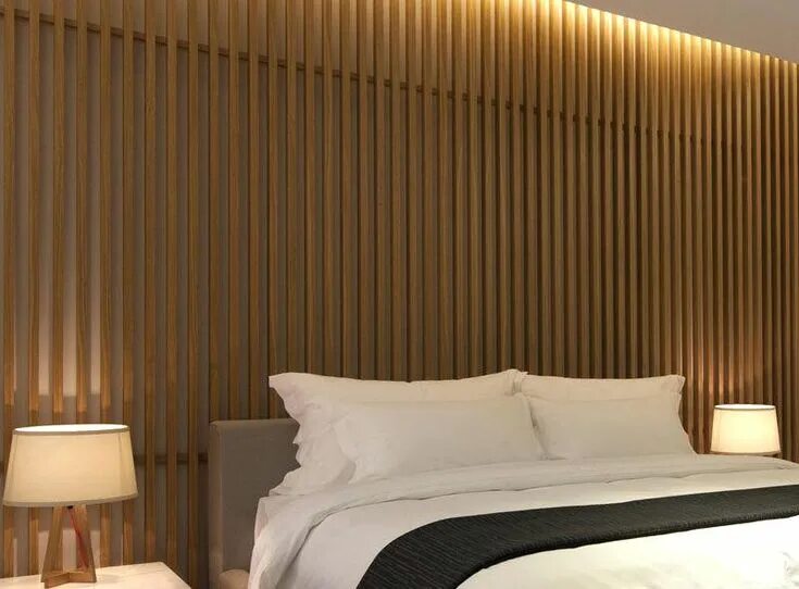 Реечные панели в спальне фото wood wall bedroom wall design idea create a wooden slat feature wall reclaimed w