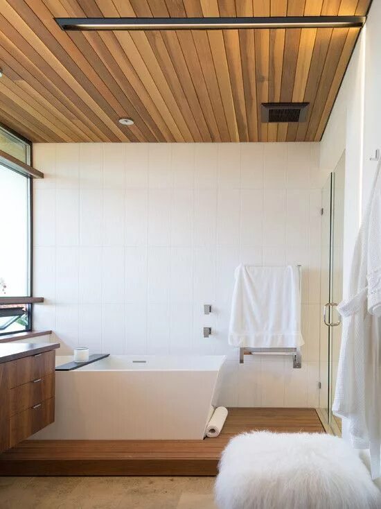 Реечные панели в ванной фото Style Bathrooms Bathroom interior Bathroom ceiling, Home ceiling, Wooden bathroo