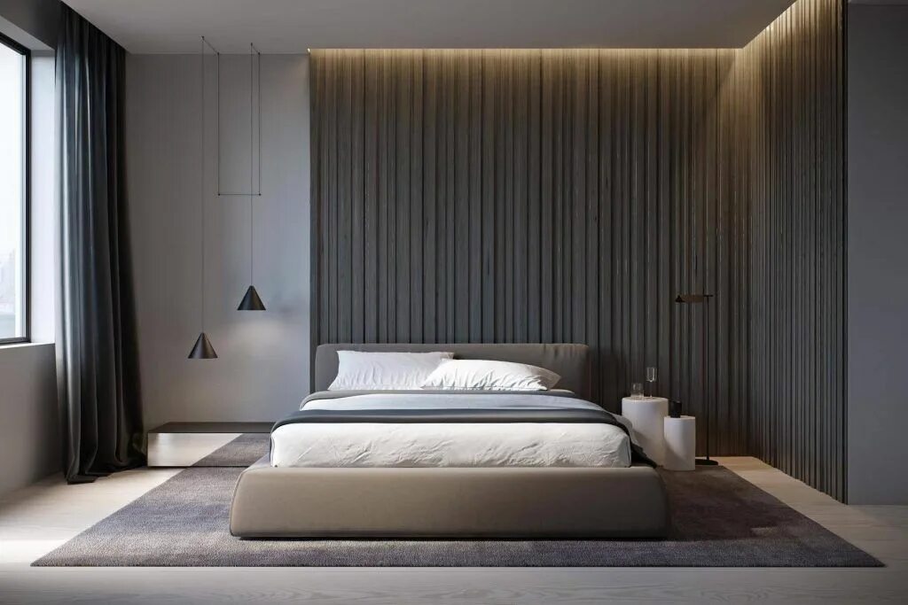 Реечные стеновые панели в интерьере спальни 19 Magnificent Dark Bedrooms That Are Simply Amazing Luxurious bedrooms, Modern 