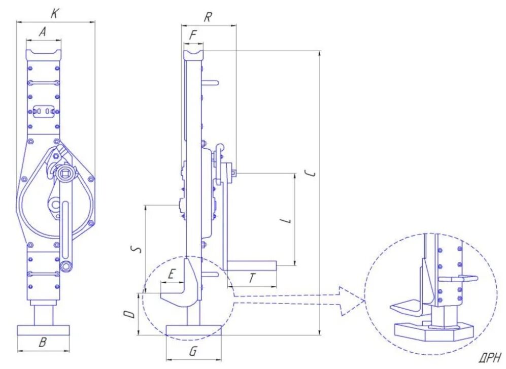 Реечный домкрат своими руками чертежи фото Домкраты реечные ДР и ДРН