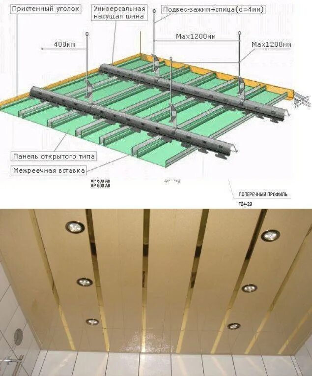 Реечный потолок установка своими Алюминиевый реечный потолок: устройство, технические характеристики, монтаж, фот