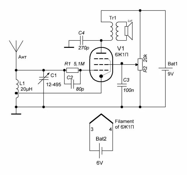 Регенеративный приемник на лампах схема принципиальная электрическая Форум РадиоКот * Просмотр темы - КВ приемник регенератор.