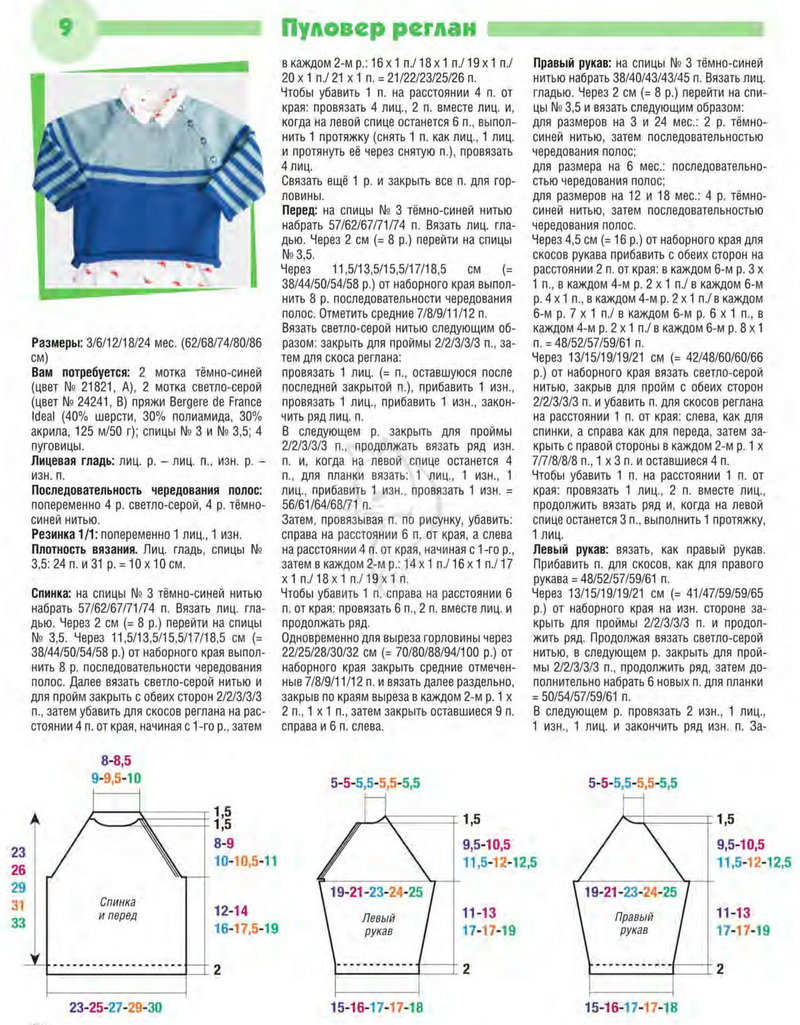 Реглан спицами детям схема Пуловер реглан для малышки Ольга Жернакова Дзен