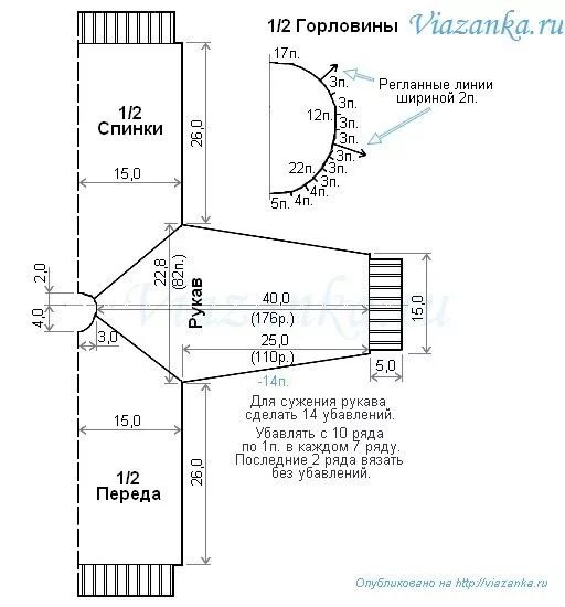 Реглан спицами описание схема Реглан, связанный сверху Вязание, Схемы вязания, Мужское вязание
