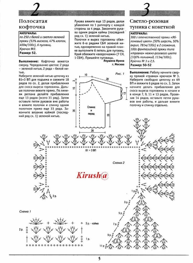 Реглан сверху крючком схемы и описание Pin von Zauyah Sudin auf Crochet 3 Bluse und Eule