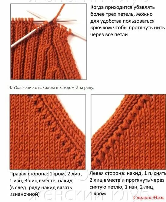 Регланные петли спицами с описанием и схемами Отделка регланной линии, красивое убавление петель Уроки вязания, Уроки вязания 