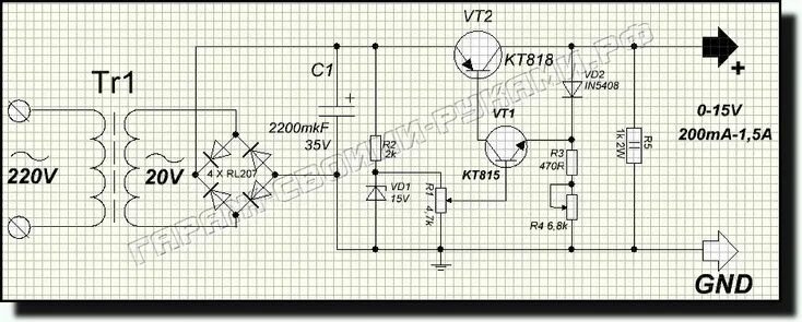 Регулированный блок питания своими руками схемы Блок питания с регулировкой напряжения и тока Схемотехника, Принципиальная схема