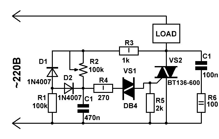 Регулятор мощности 220в своими руками схема Схемы регуляторов мощности (диммеров) на симисторах