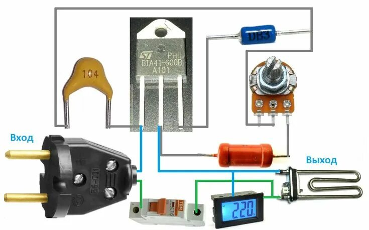Регулятор мощности для тэна своими руками схема Регулятор напряжения для тена от 1 до 6 кВт Схемотехника, Электротехника, Регуля