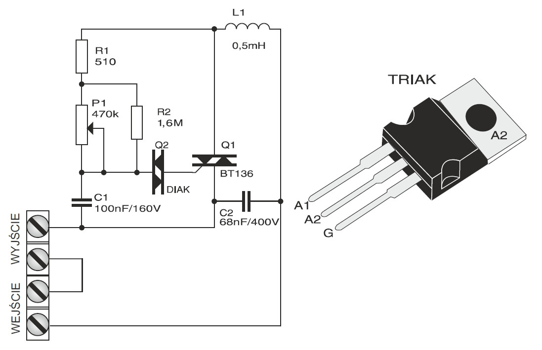 Регулятор напряжения 12 вольт схема подключения Najprostszy regulator mocy 230V