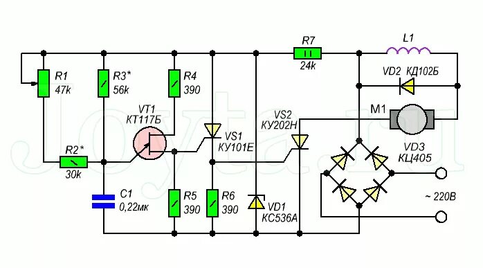 Регулятор оборотов своими руками схема Ответы Mail.ru: Нужна простая схема регулирования оборотов двигателя от стиральн