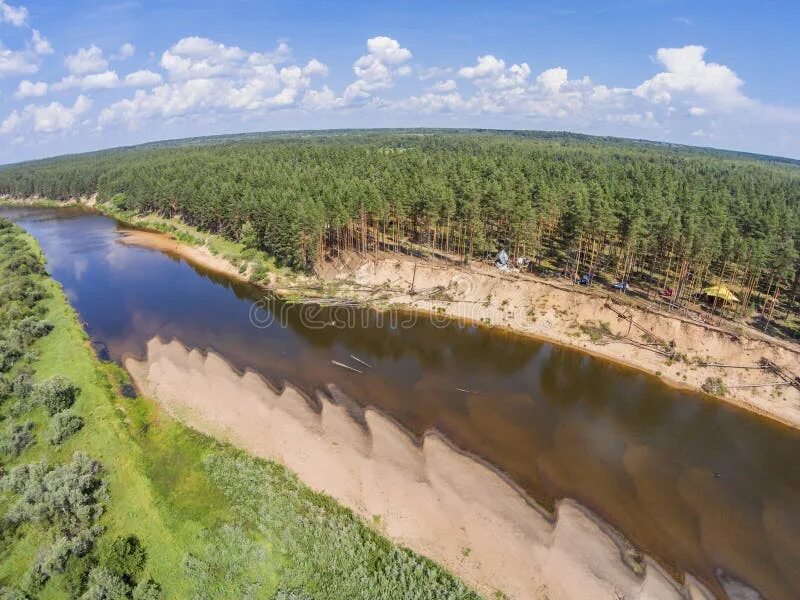 Река молога фото The View from the Height of the River Mologa and Forest. Aerial View. Stock Phot