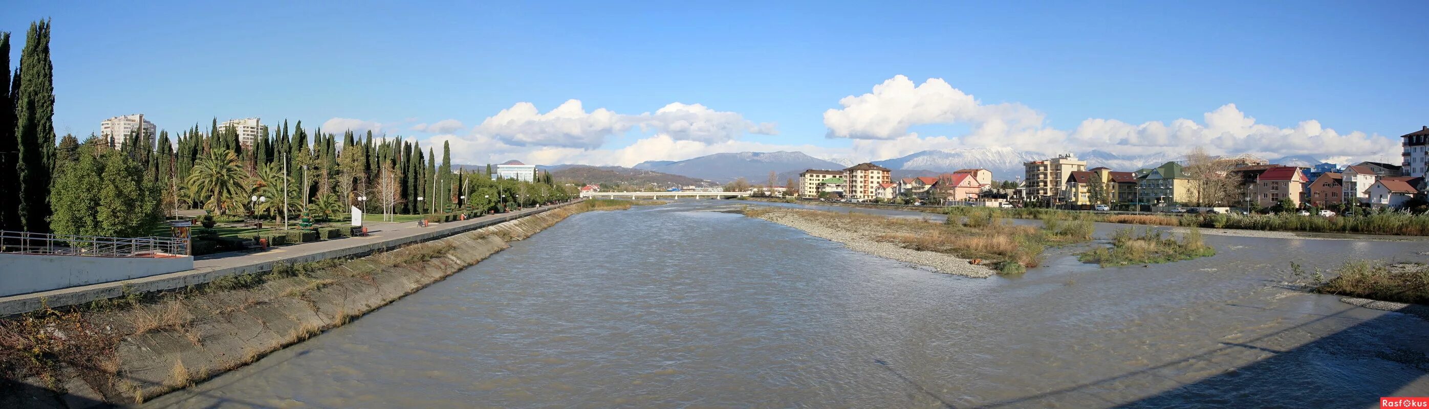 Река мзымта в адлере фото Фото: Река Мзымта. Фотограф Сергей Субботин. Панорама. Фотосайт Расфокус.ру