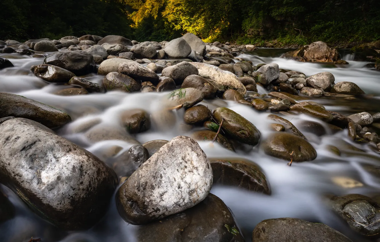 Река с камушками фото Обои вода, природа, река, камни, берег, течение, поток, речка на телефон и рабоч