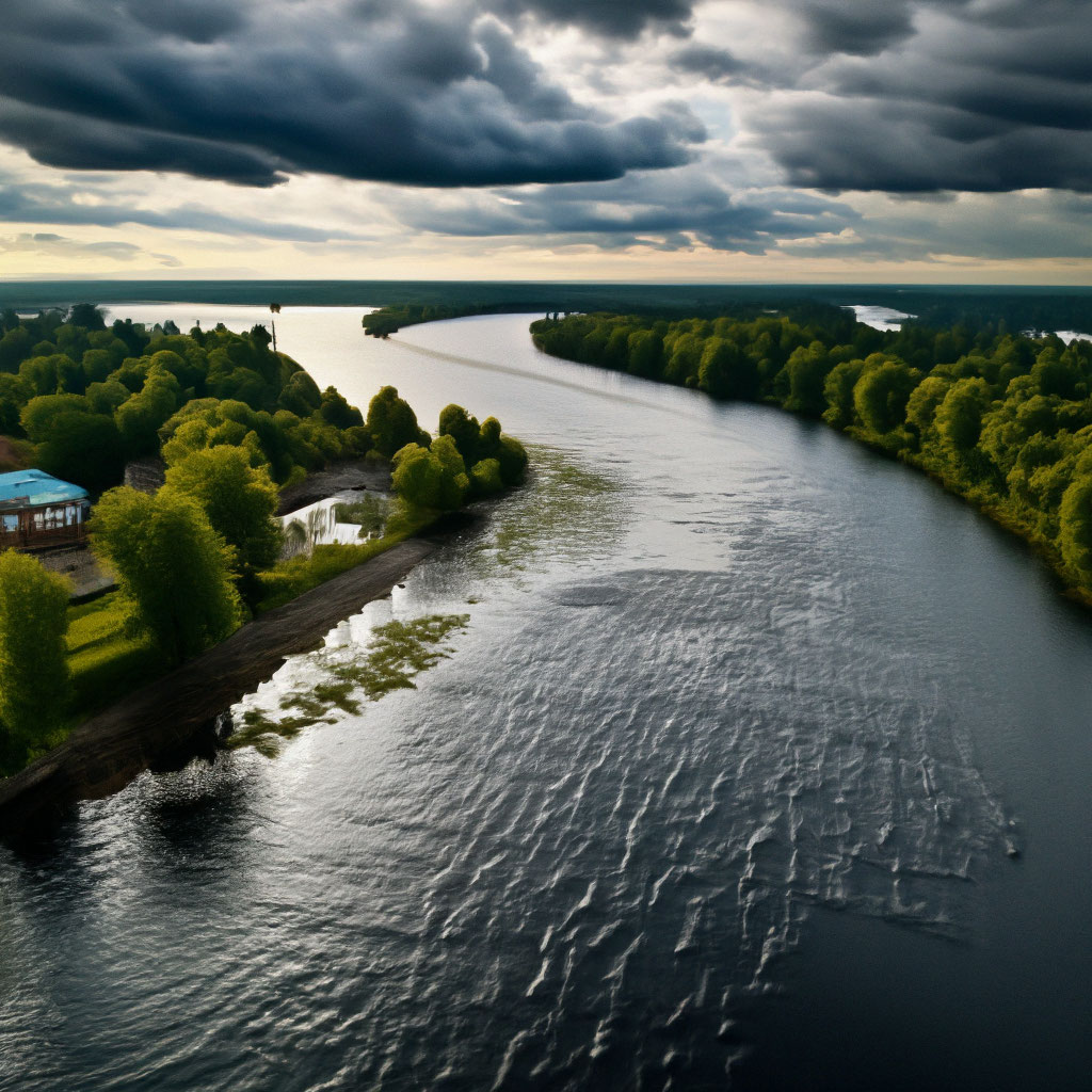 Река шексна фото "The Sheksna River. Leaden sky, leaden." - image created in Shedevrum