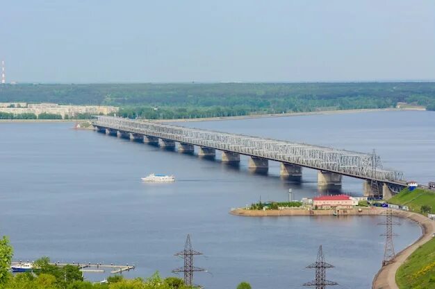 Река волга фото мосты Premium Photo The Imperial Bridge across the Volga. A bridge across the Volga ri