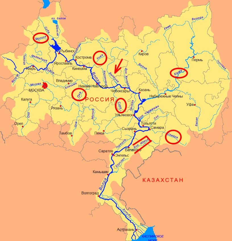 Река волга карта фото Река волга какой регион