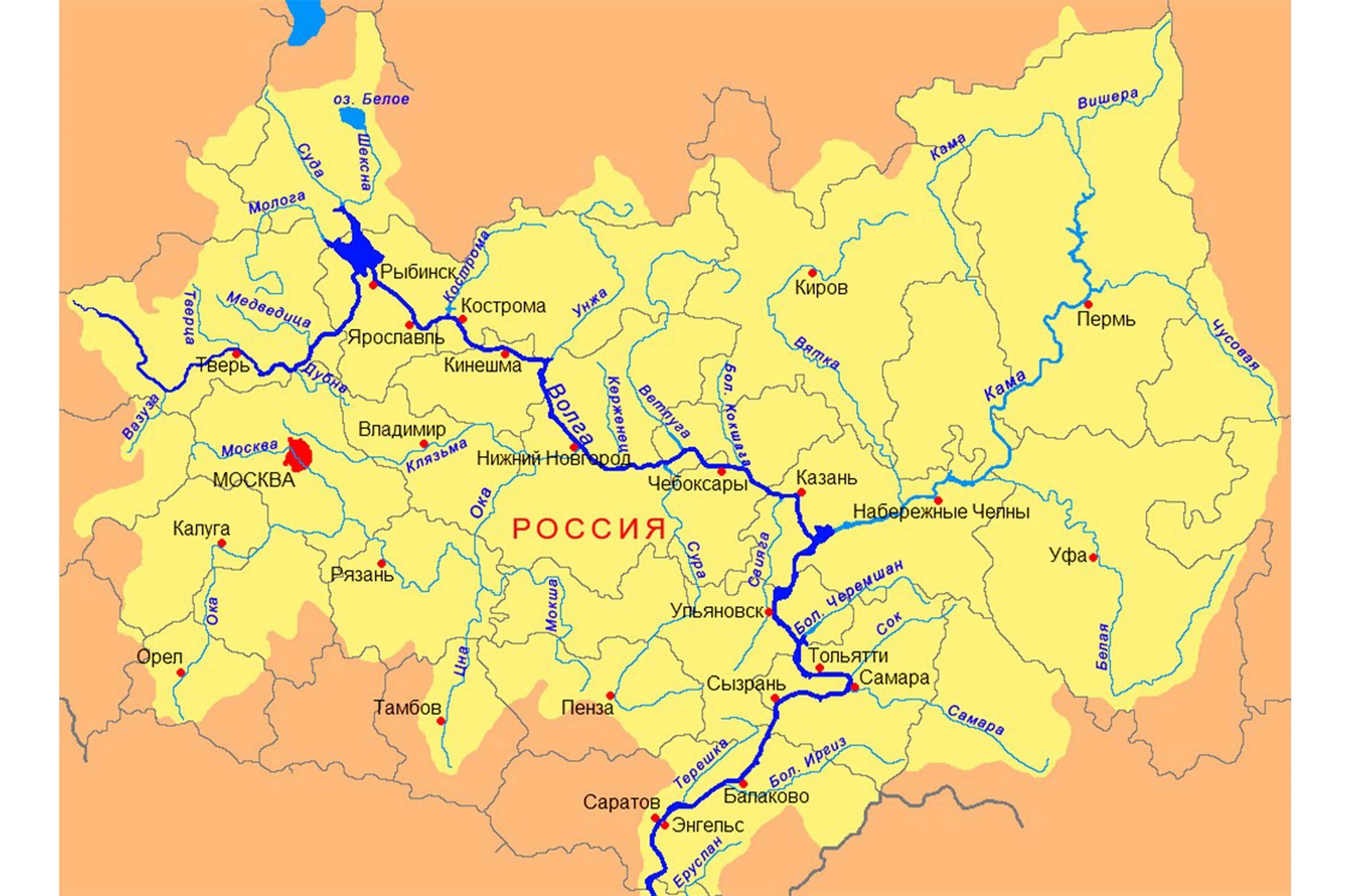 Река волга карта фото Волга - приток Камы? По рекам от Урала до Москвы. Часть 2