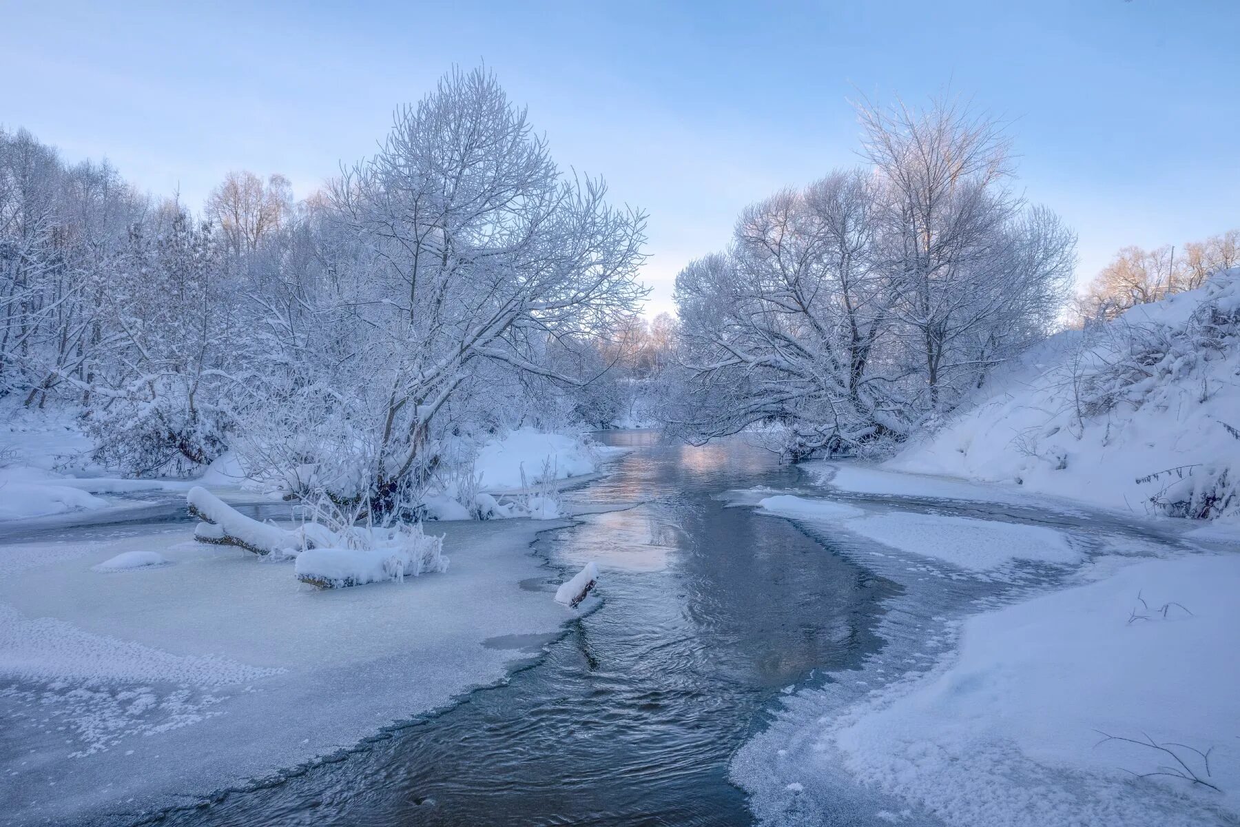 Река зимой фото зимняя река. Фотограф Виталий Полуэктов