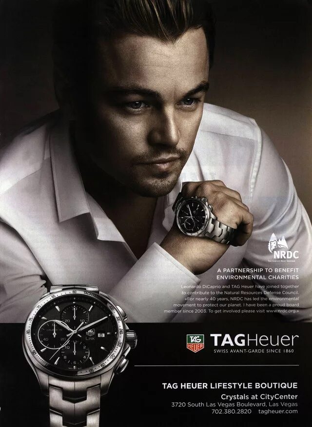 Реклама часов фото Leonardo DiCaprio, TAG Heuer Ambassador Leonardo dicaprio, Watch photo, Leonardo