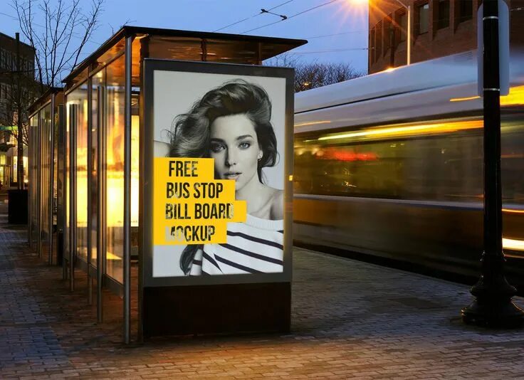 Реклама на улице фото Free Outdoor Advertising Bus Stop Billboard Mockup PSD Files Outdoor advertising