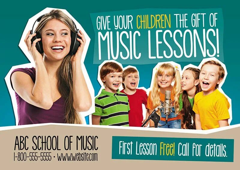 Реклама школы фото Music School Direct Mail Postcard Ideas Abc school, Music school, Private school