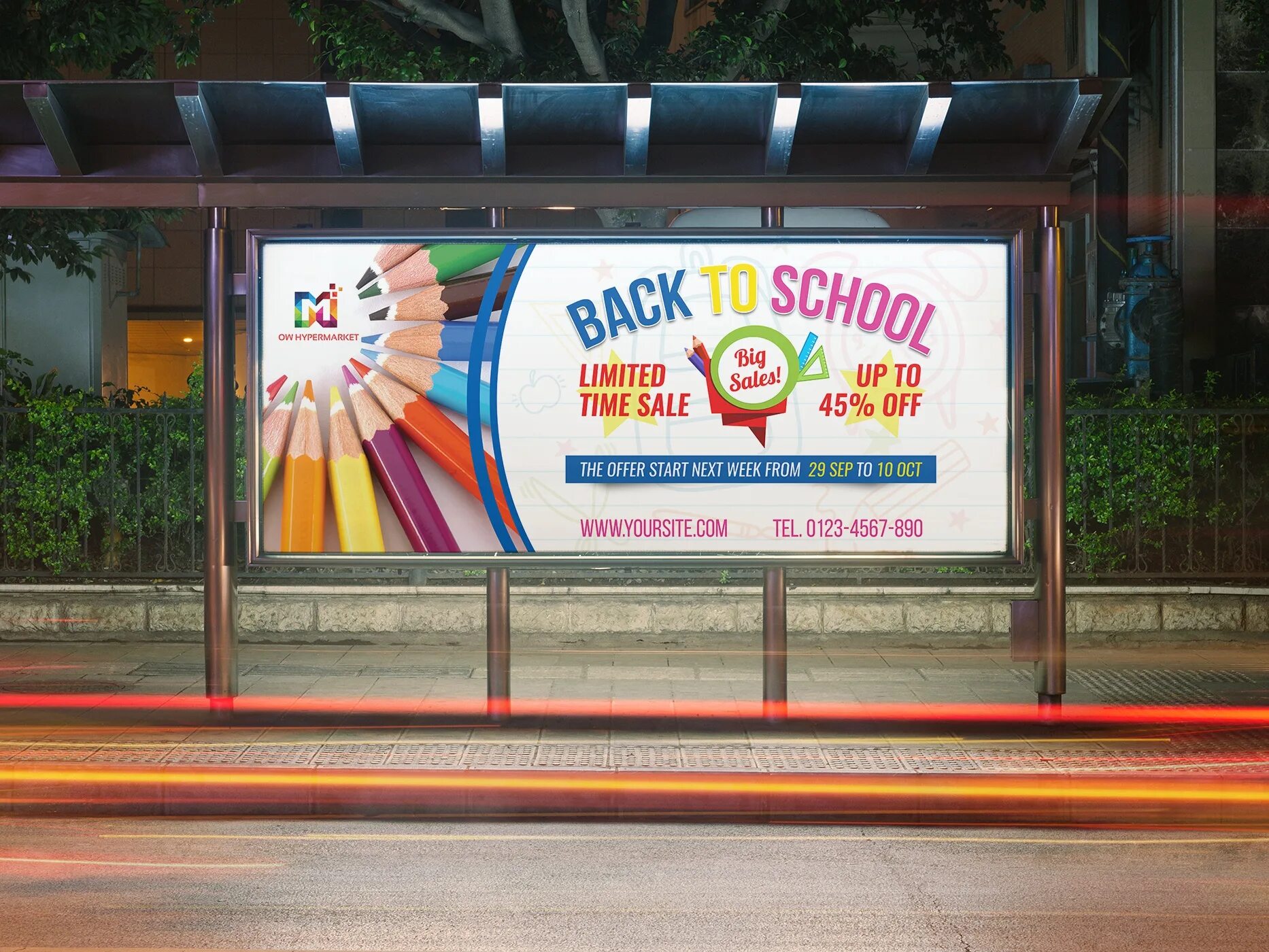 Реклама школы фото Dribbble - 01_back_to_school_billboard_template.jpg by OWPictures