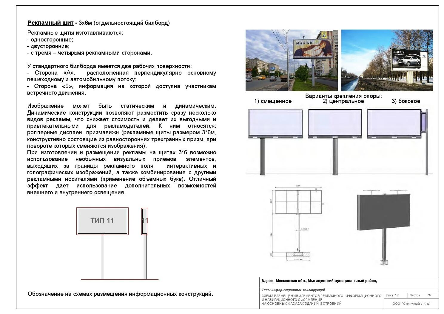 Рекламный щит схема Тонкости размещения информации в наружной рекламе, используя поверхности 3х6 мет