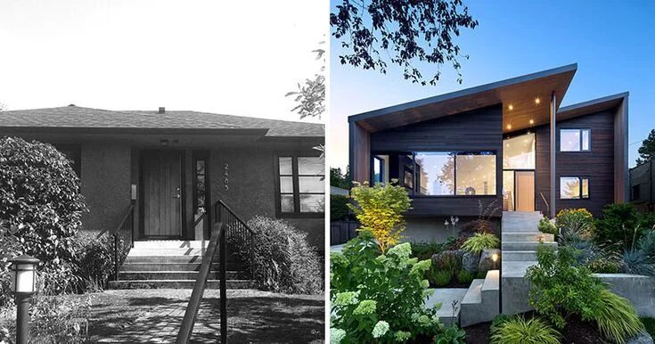 Реконструкция дома с увеличением площади оформление Before And After - A Vancouver Home Gets A Modern Upgrade By Splyce Design Moder