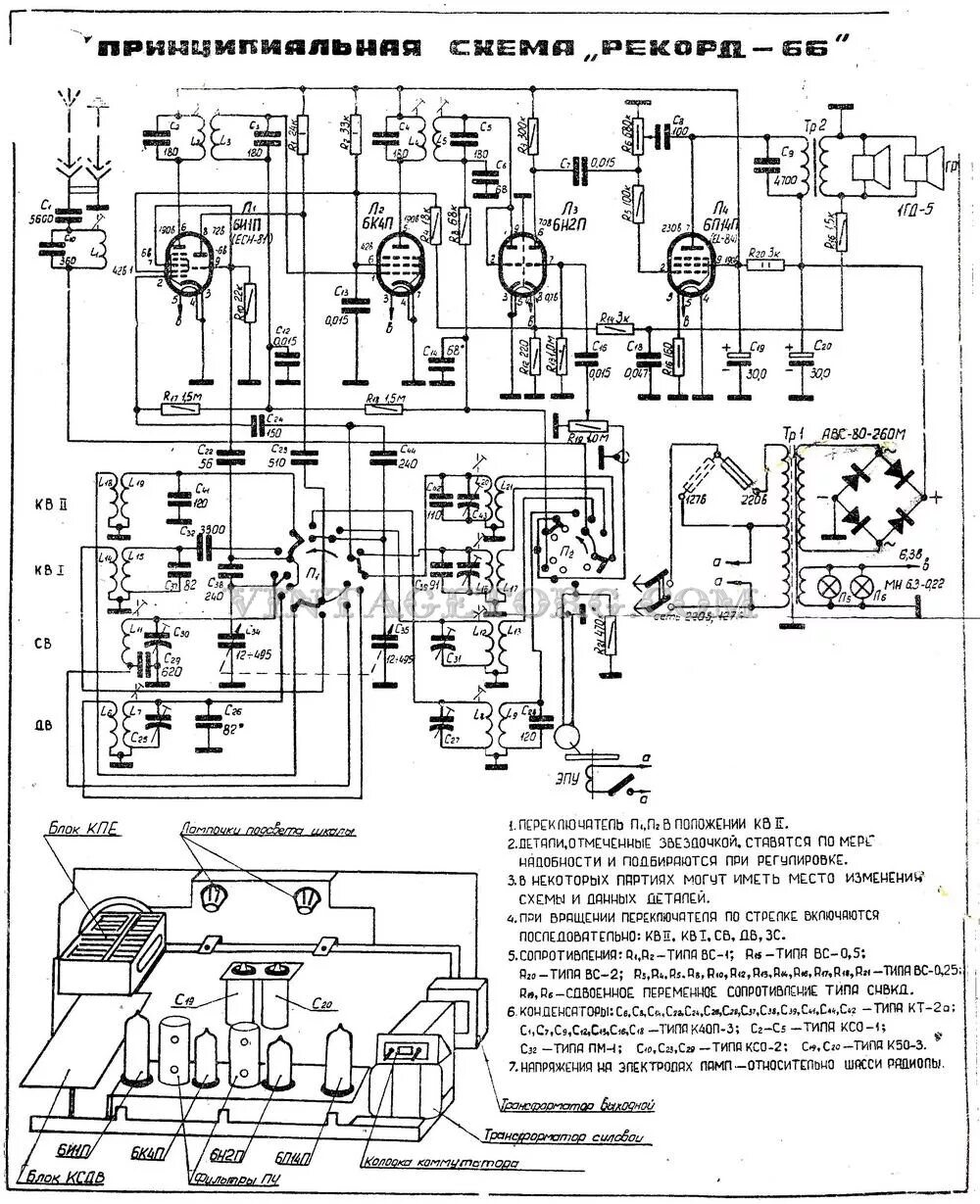 Рекорд 314 схема принципиальная электрическая Радиола волга схема и описание - фото