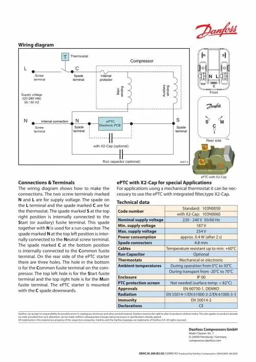 Реле 103n0021 схема подключения проводов Реле пусковое компрессора DANFOSS 103N0050 25 Ом купить за 52.00 бел.руб.