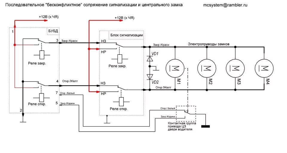 Реле 21093 6512010 03 схема подключения "Укрощение" и доработка контроллера центрозамка и сопряжение с сигнализацией - D