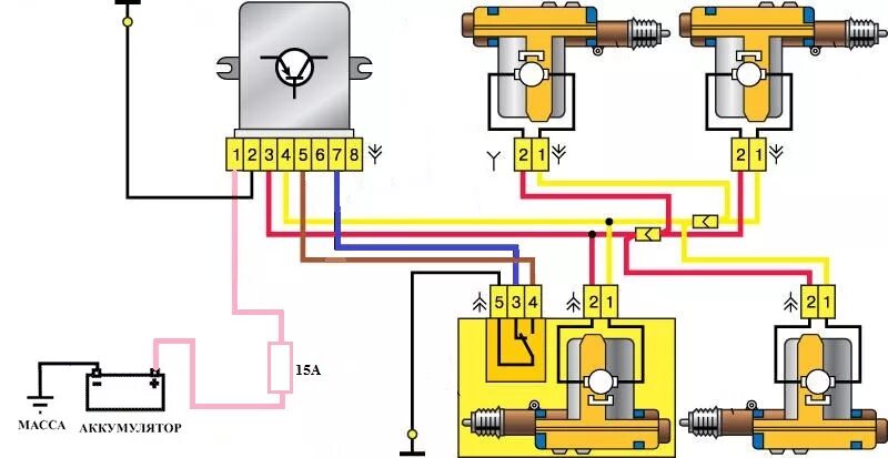 Реле 21093 6512010 03 схема подключения Блок управления блокировкой замков дверей. Точки подключения сигнализации. - Aud